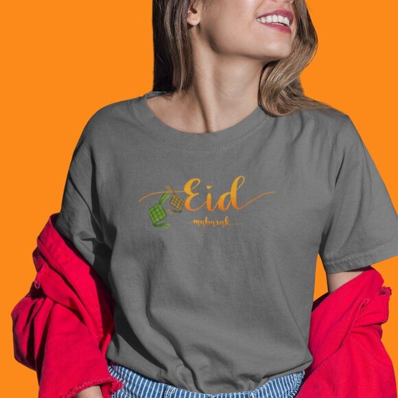 Monoline Eid Mubarak Lettering and Typography in One Color T-Shirt | Ramadan Tee - Picture 6 of 10